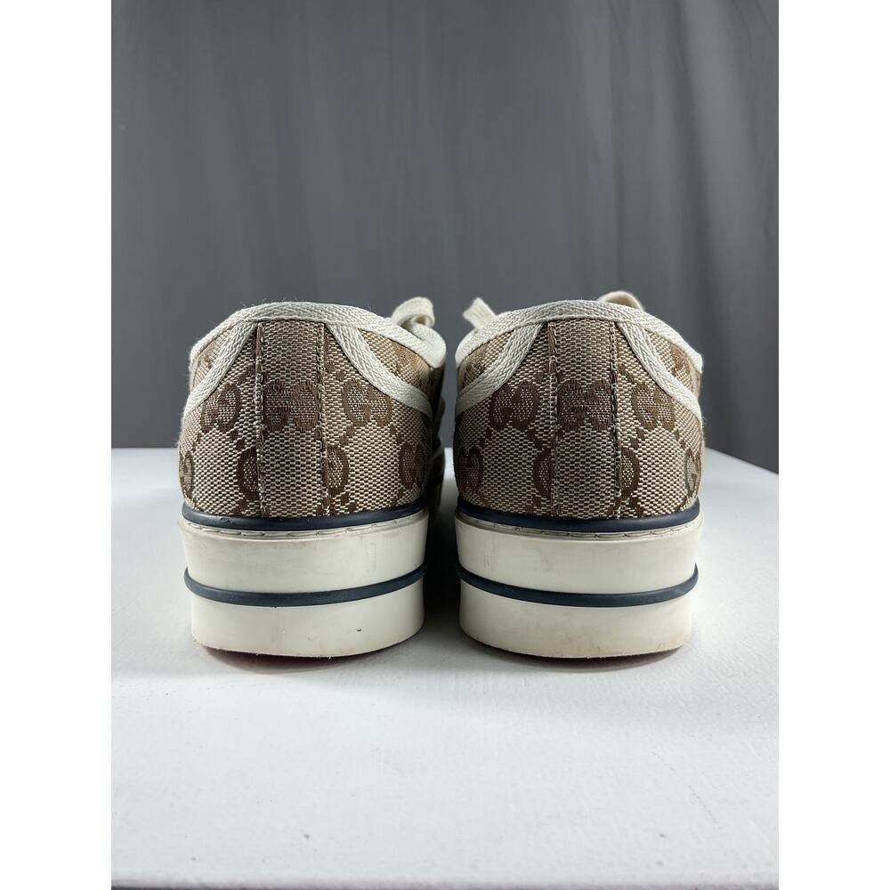 Gucci 'Gg' Brown Textile Tennis Sneakers Size 8 - Picture 14 of 16